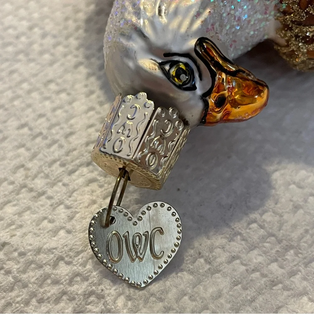 OWC Old World Bald Eagle Vintage Blown Glass Christmas Ornament 4.5